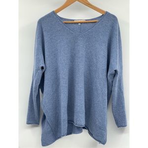 Blossom Cashmere Sweater Cashmere Women‎ XS Small Blue V Neck Oversized Tunic